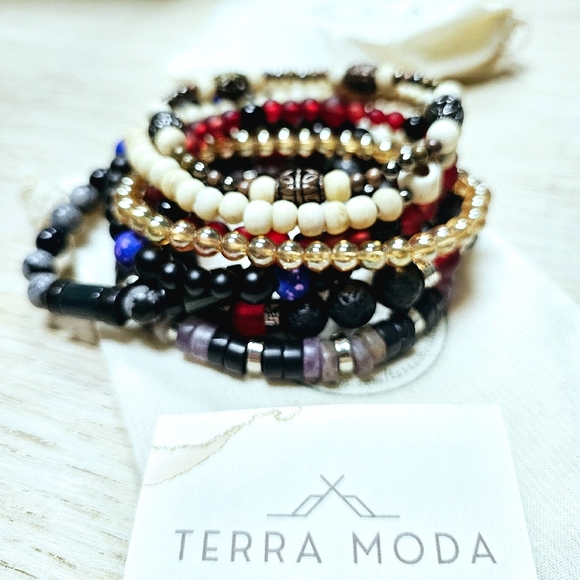 Terra Moda - Trio of Beaded Bracelets in Muted Autumn colors, Size Large (9.5") - Picture 6 of 6
